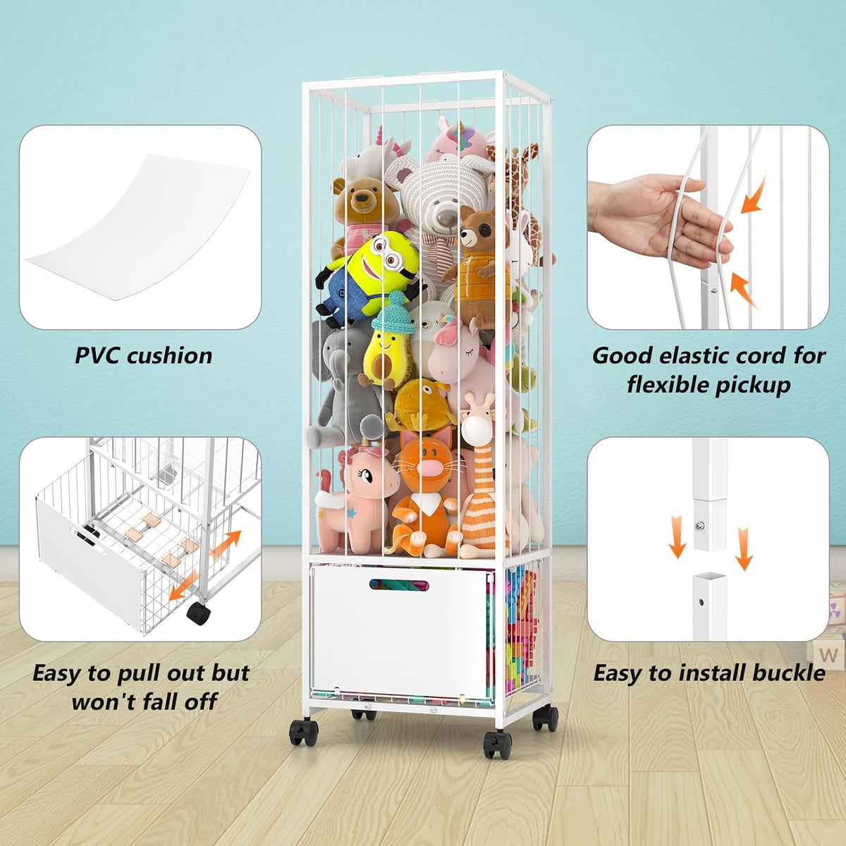 Metal Stuffed Animal Storage Zoo Toy Organizer, Large Plush Holder