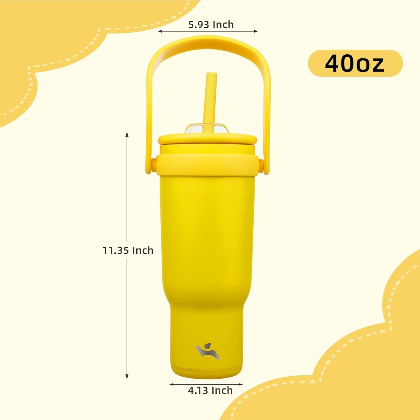 30 oz Tumbler with Handle and Straw, Insulated Travel Mug | Lime; BPA-free, spill-resistant tumbler with 2 straws and 2-in-1 lid for coffee, office, travel & daily use