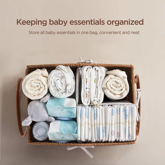Diaper Caddy Organizer Detachable Portable Hand-Woven Storage Basket