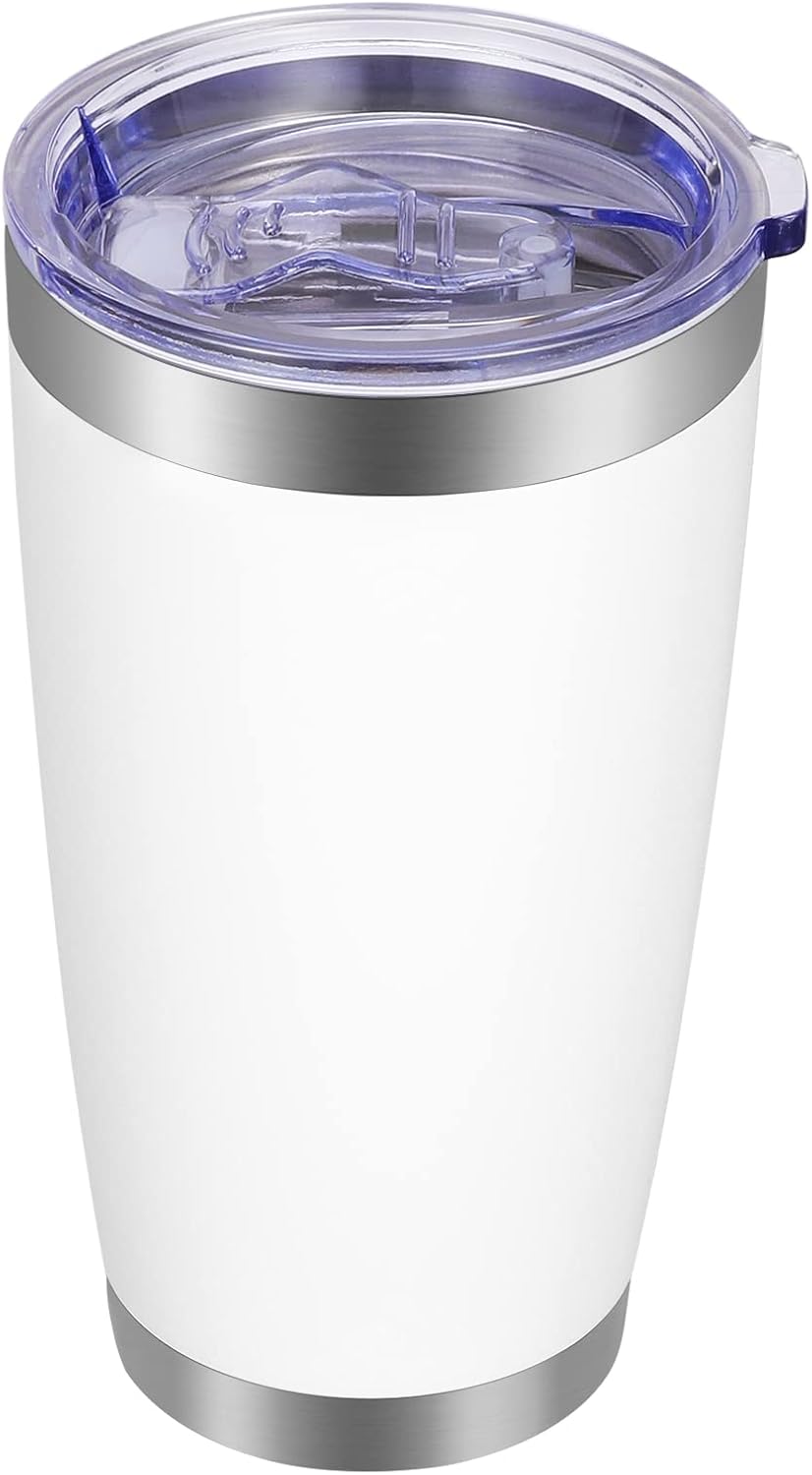 20oz Tumbler with Lid and Straw Stainless Steel Tumbler Cup Vacuum Insulated Double Wall Travel Coffee Mug Powder Coated Coffee Cup, Orange, 1 Pack