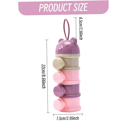 Baby Formula Container Baby Powder Dispenser, 3x9" Stackable Formula Container with 4 Compartments, Practical Multi-Use Milk Dispenser Purple