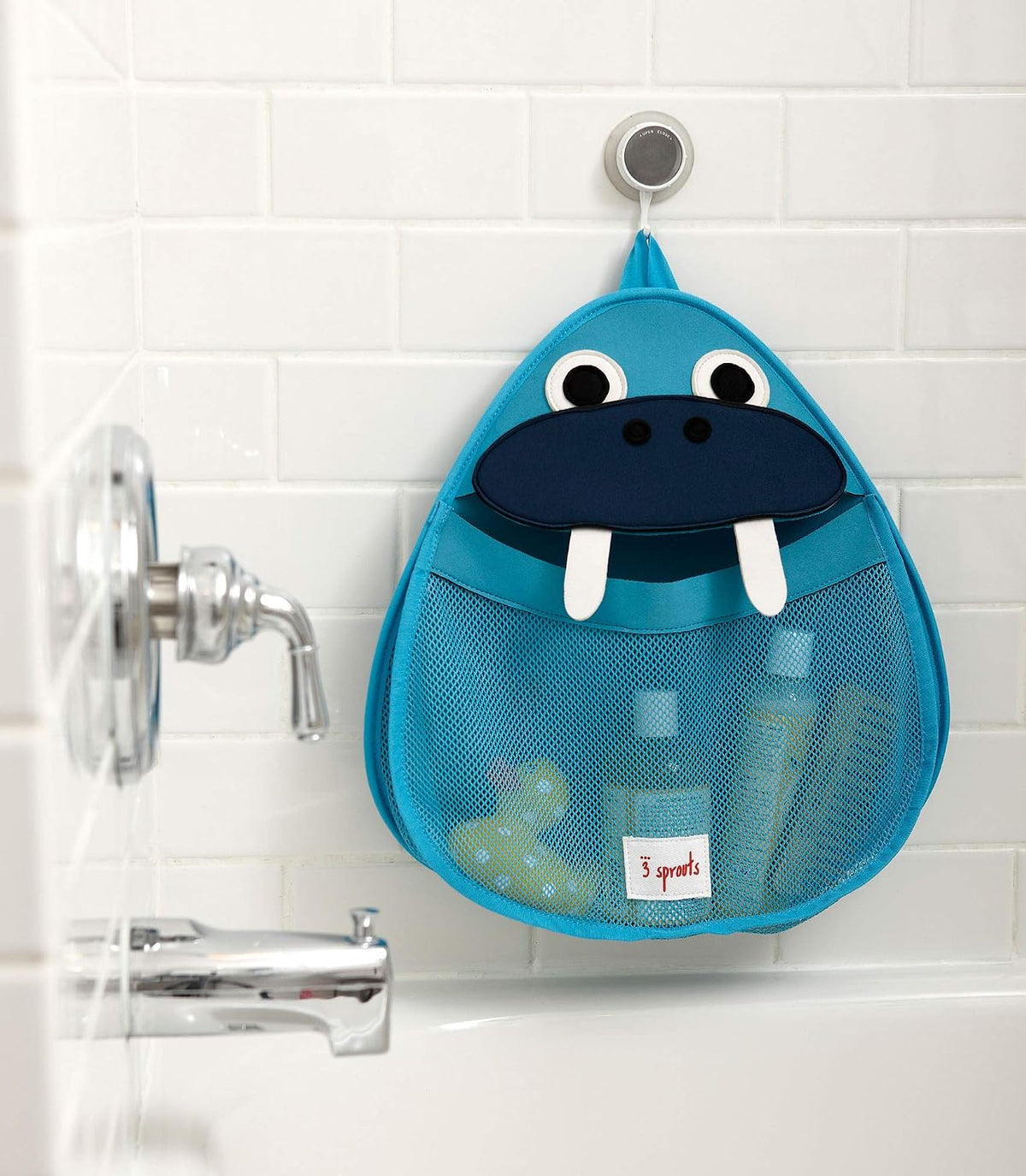 Hanging Bath Toy Holder for Bathtub - Storage Caddy with Baby Organizer - Shower & Bath Tub Toy Storage Basket, Polar Bear
