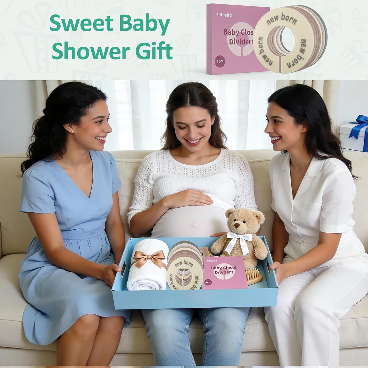 8 Pcs Baby Closet Dividers, Double-Sided Clothes Organizer for 0-24 Months