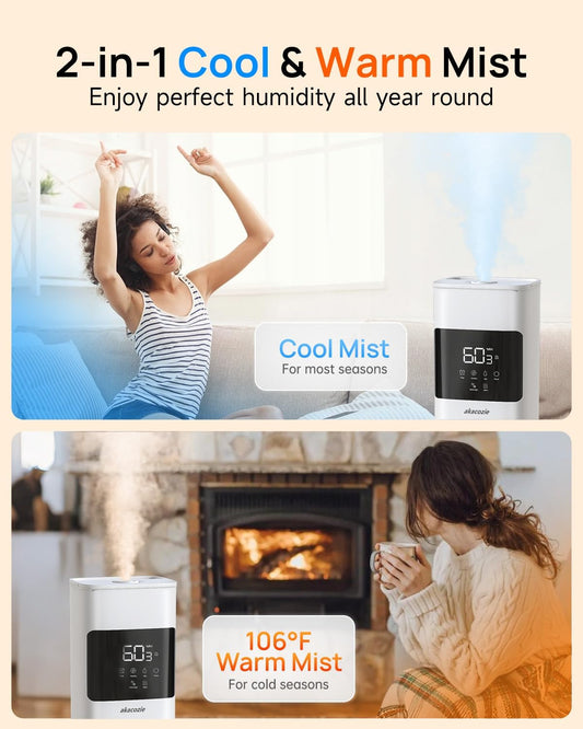 Warm & Cool Mist Humidifiers for Bedroom, 8L Humidifier Large Room