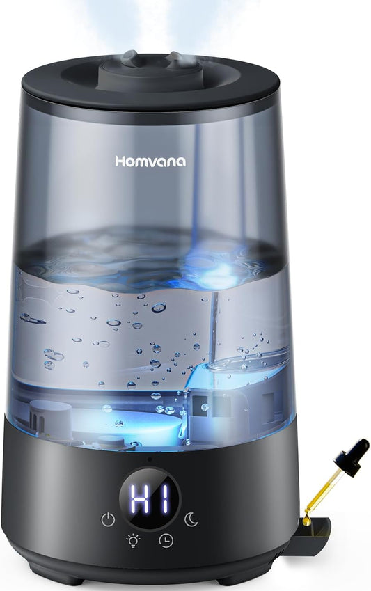 Homvana Humidifiers for Bedroom Home, 3.6 L Cool Mist Top-Fill 34H Super Long Time, Quiet 23dB, Baby Humidifier, Oil Diffuser