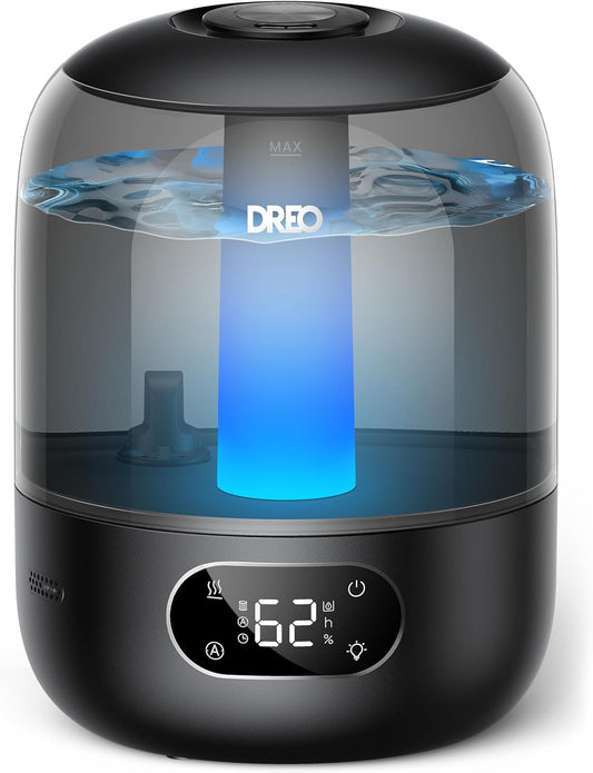 DREO Humidifiers for Bedroom, 3L Top Fill 30H & 26dB Quiet Runtime for Large Room, Cool Mist Ultrasonic Humidifier with Humid