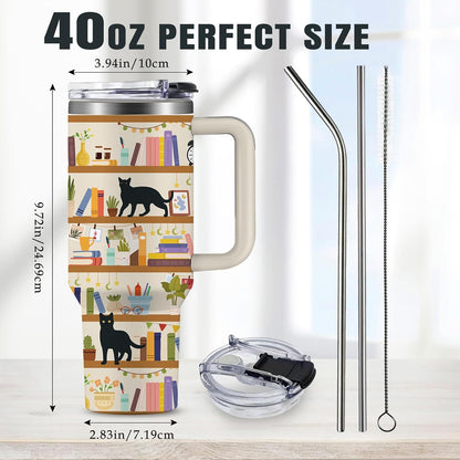 Funny Cat Coffee Mugs Fighting Cat Riding Dinosaur Dino Cups for Boys 40oz Cats T-Rex Travel Coffee Tumbler with Handle and Lids, Animal Cats Lovers Gifts for Women Men