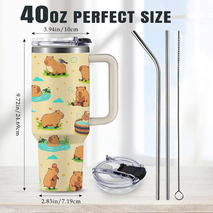 Funny Cat Coffee Mugs Fighting Cat Riding Dinosaur Dino Cups for Boys 40oz Cats T-Rex Travel Coffee Tumbler with Handle and Lids, Animal Cats Lovers Gifts for Women Men