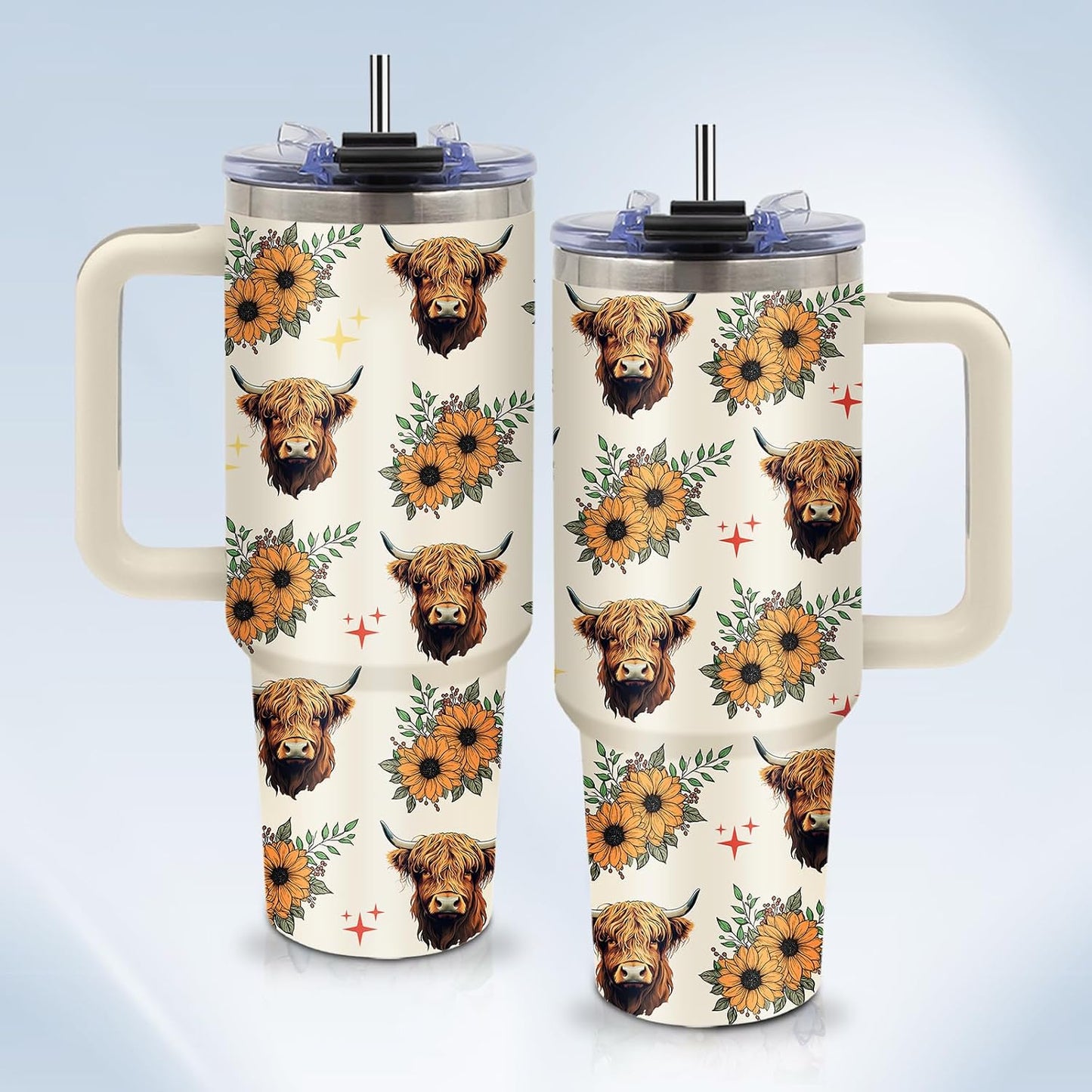 Funny Cat Coffee Mugs Fighting Cat Riding Dinosaur Dino Cups for Boys 40oz Cats T-Rex Travel Coffee Tumbler with Handle and Lids, Animal Cats Lovers Gifts for Women Men