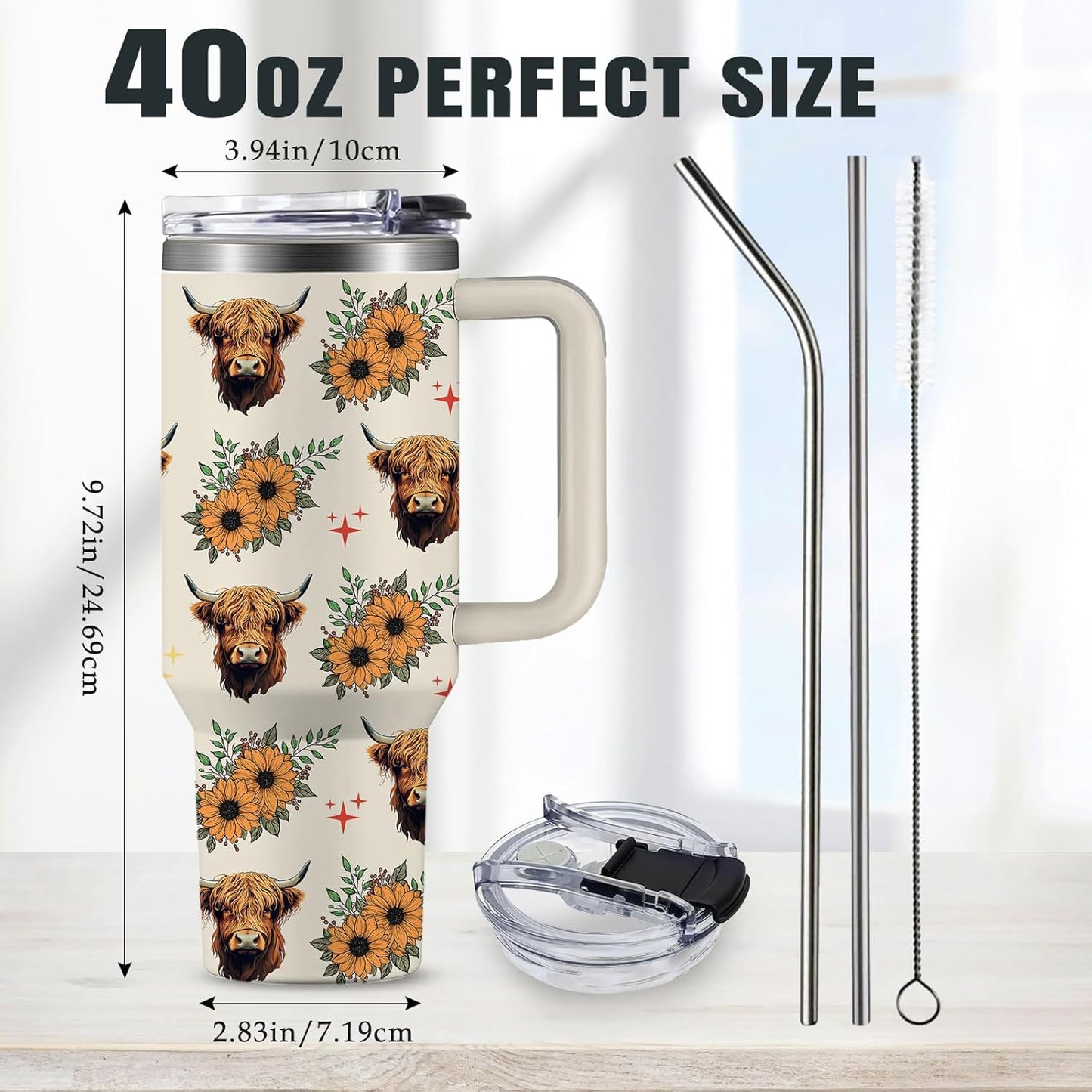 Funny Cat Coffee Mugs Fighting Cat Riding Dinosaur Dino Cups for Boys 40oz Cats T-Rex Travel Coffee Tumbler with Handle and Lids, Animal Cats Lovers Gifts for Women Men