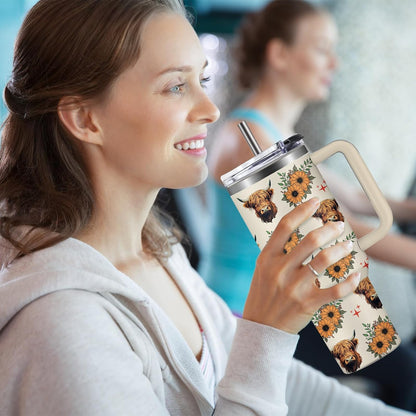 Funny Cat Coffee Mugs Fighting Cat Riding Dinosaur Dino Cups for Boys 40oz Cats T-Rex Travel Coffee Tumbler with Handle and Lids, Animal Cats Lovers Gifts for Women Men