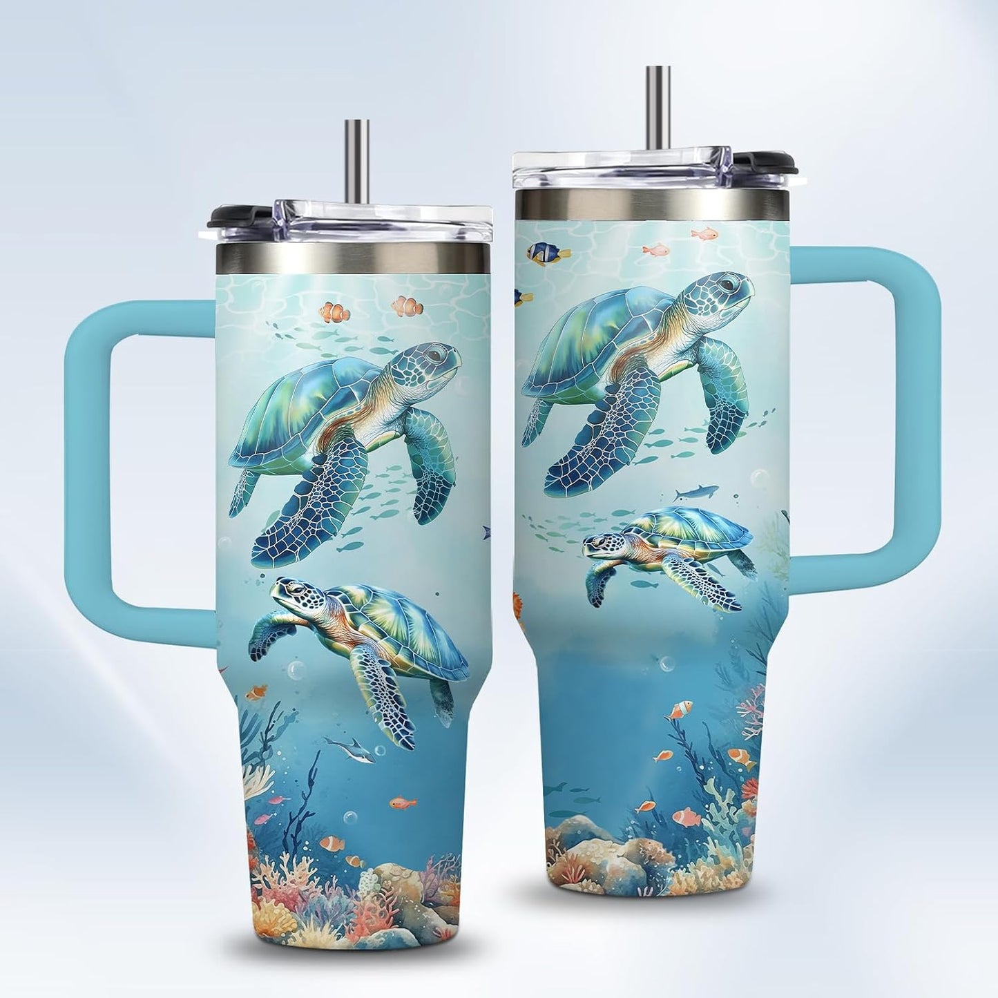 Funny Cat Coffee Mugs Fighting Cat Riding Dinosaur Dino Cups for Boys 40oz Cats T-Rex Travel Coffee Tumbler with Handle and Lids, Animal Cats Lovers Gifts for Women Men