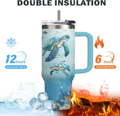 Funny Cat Coffee Mugs Fighting Cat Riding Dinosaur Dino Cups for Boys 40oz Cats T-Rex Travel Coffee Tumbler with Handle and Lids, Animal Cats Lovers Gifts for Women Men