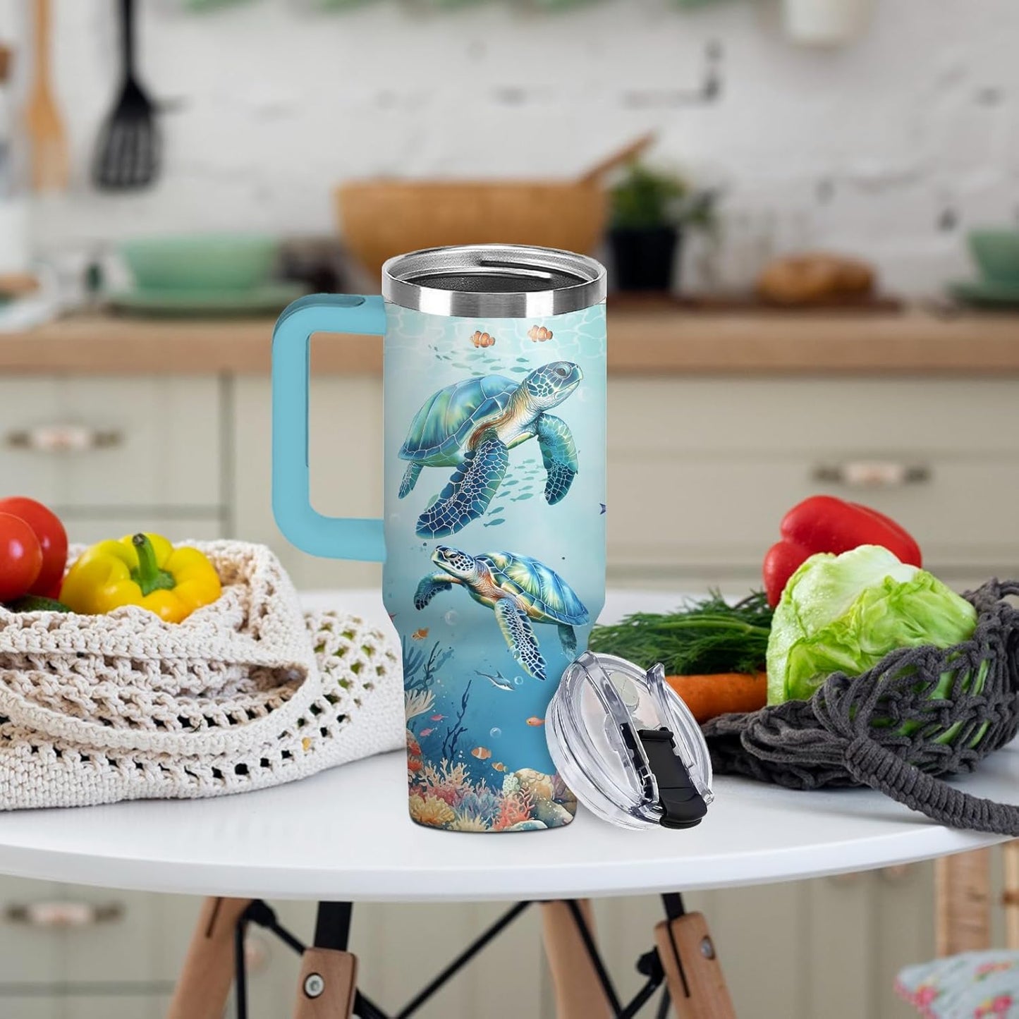 Funny Cat Coffee Mugs Fighting Cat Riding Dinosaur Dino Cups for Boys 40oz Cats T-Rex Travel Coffee Tumbler with Handle and Lids, Animal Cats Lovers Gifts for Women Men
