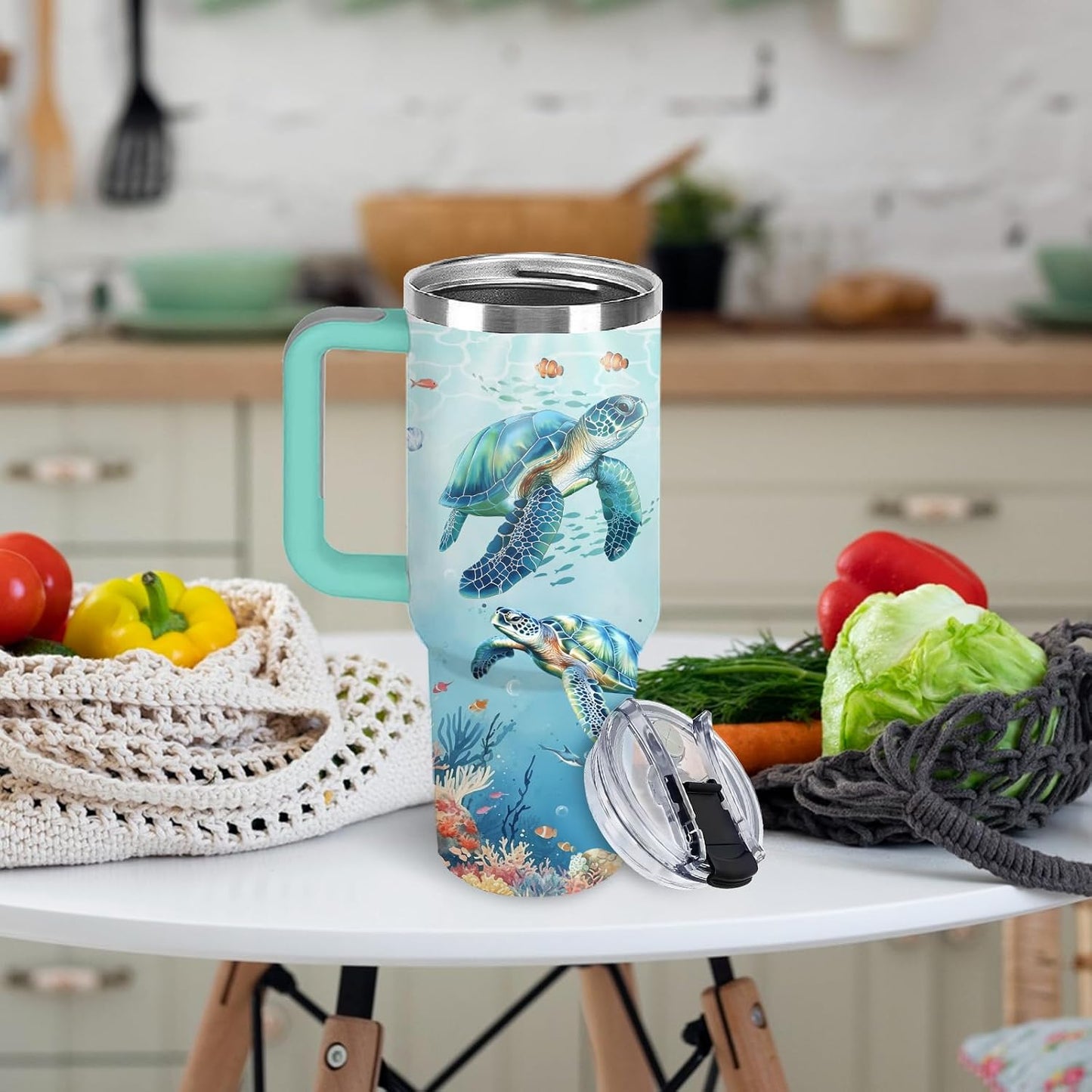 Funny Cat Coffee Mugs Fighting Cat Riding Dinosaur Dino Cups for Boys 40oz Cats T-Rex Travel Coffee Tumbler with Handle and Lids, Animal Cats Lovers Gifts for Women Men