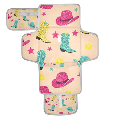 Western Cowboy Pattern Portable Diaper Changing Pad for Walks