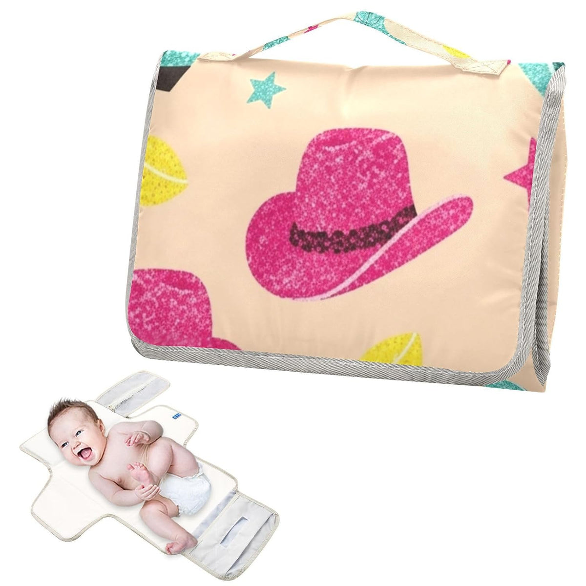 Western Cowboy Pattern Portable Diaper Changing Pad for Walks