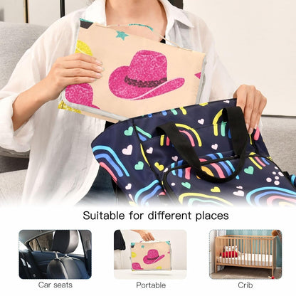 Western Cowboy Pattern Portable Diaper Changing Pad for Walks