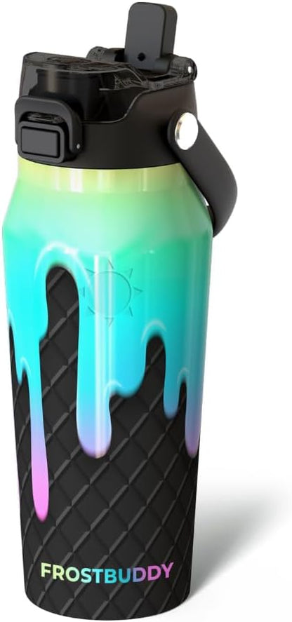 24oz Insulated Water Bottle - Straw & Chug Lid - Leak-Proof | Sip-or-chug dual lid | Ice-cold for 24+ hours | Cup-holder friendly | Durable & easy to clean - Colors C