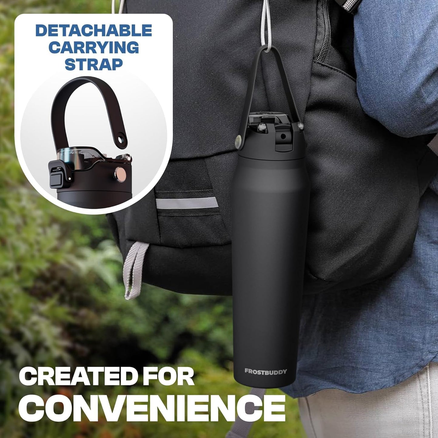 24oz Insulated Water Bottle - Straw & Chug Lid - Leak-Proof | Sip-or-chug dual lid | Ice-cold for 24+ hours | Cup-holder friendly | Durable & easy to clean - Colors C