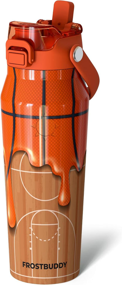 24oz Insulated Water Bottle - Straw & Chug Lid - Leak-Proof | Sip-or-chug dual lid | Ice-cold for 24+ hours | Cup-holder friendly | Durable & easy to clean - Colors C