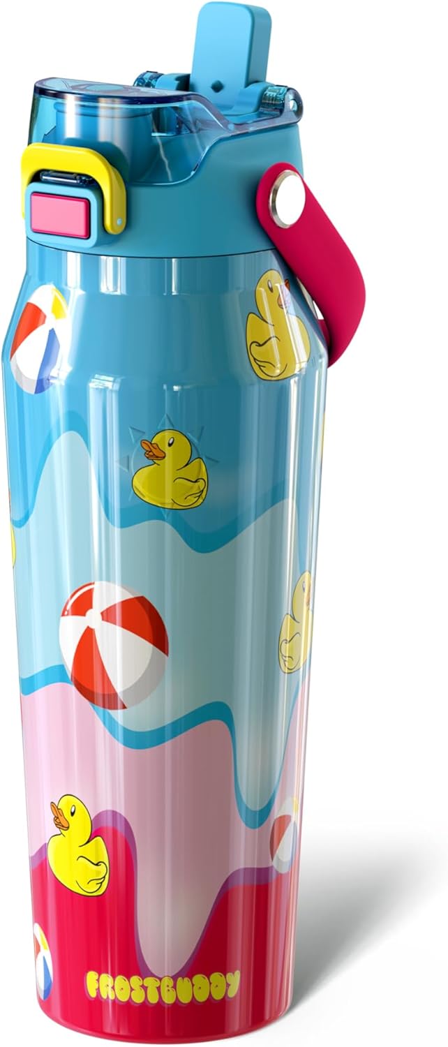 24oz Insulated Water Bottle - Straw & Chug Lid - Leak-Proof | Sip-or-chug dual lid | Ice-cold for 24+ hours | Cup-holder friendly | Durable & easy to clean - Colors C