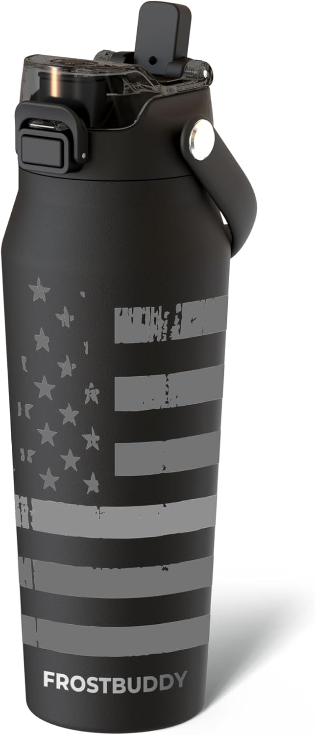 24oz Insulated Water Bottle - Straw & Chug Lid - Leak-Proof | Sip-or-chug dual lid | Ice-cold for 24+ hours | Cup-holder friendly | Durable & easy to clean - Colors C