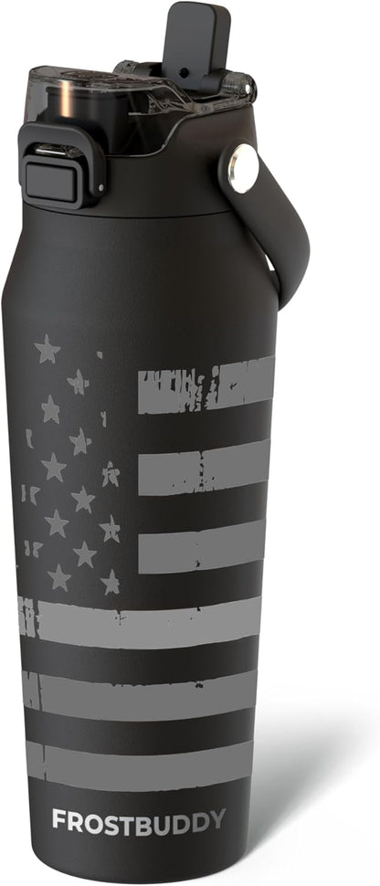 24oz Insulated Water Bottle - Straw & Chug Lid - Leak-Proof | Sip-or-chug dual lid | Ice-cold for 24+ hours | Cup-holder friendly | Durable & easy to clean - Colors C