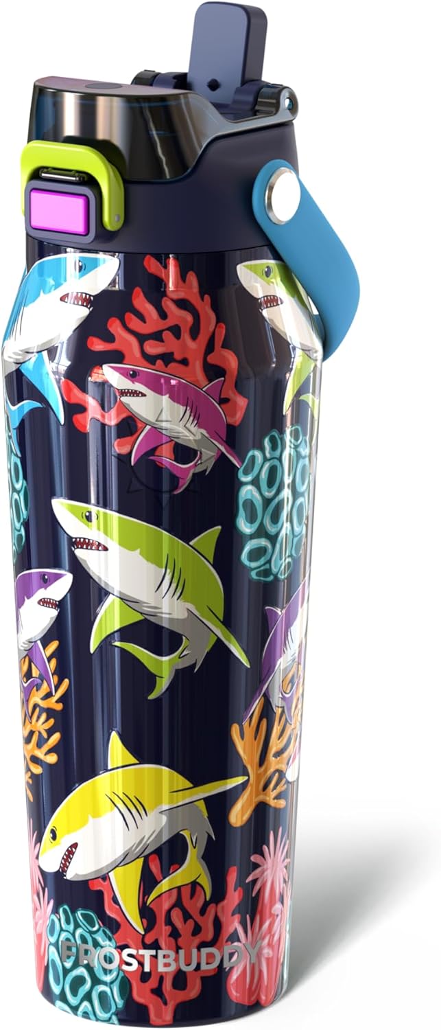 24oz Insulated Water Bottle - Straw & Chug Lid - Leak-Proof | Sip-or-chug dual lid | Ice-cold for 24+ hours | Cup-holder friendly | Durable & easy to clean - Colors C