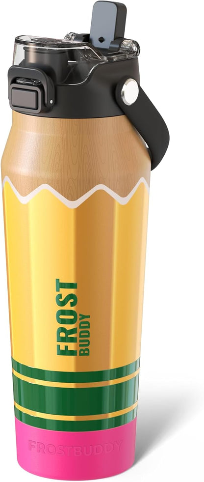 24oz Insulated Water Bottle - Straw & Chug Lid - Leak-Proof | Sip-or-chug dual lid | Ice-cold for 24+ hours | Cup-holder friendly | Durable & easy to clean - Colors C