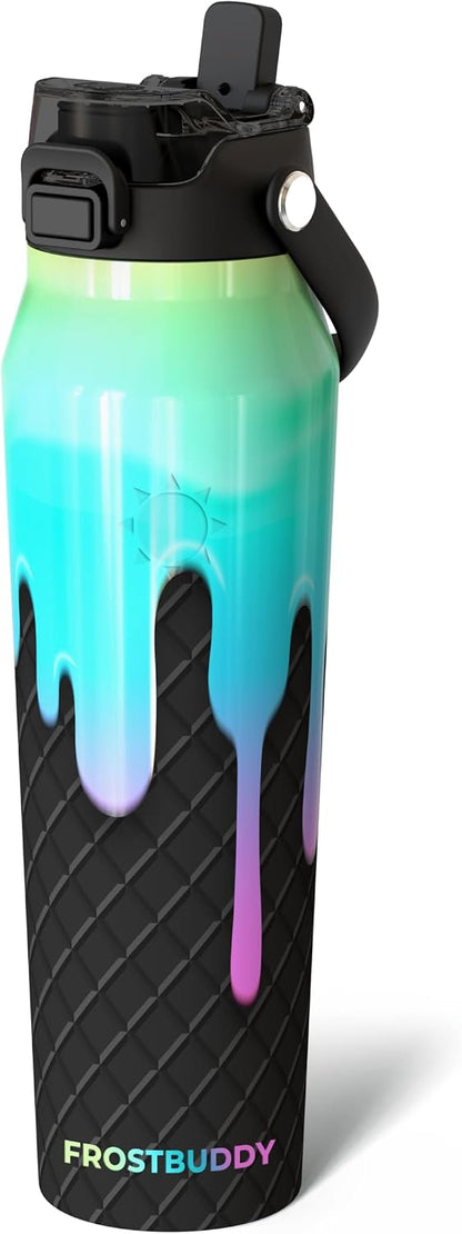 24oz Insulated Water Bottle - Straw & Chug Lid - Leak-Proof | Sip-or-chug dual lid | Ice-cold for 24+ hours | Cup-holder friendly | Durable & easy to clean - Colors C