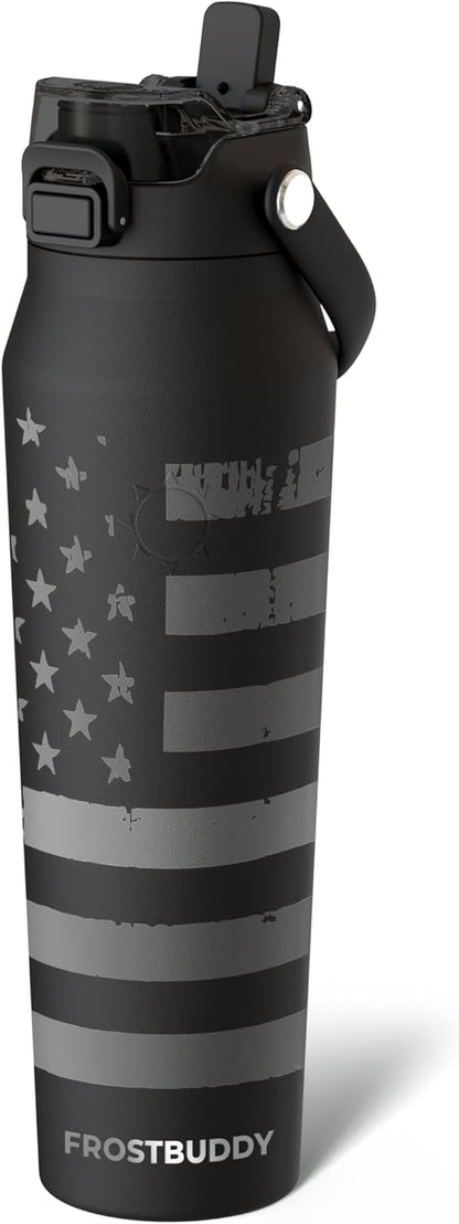 24oz Insulated Water Bottle - Straw & Chug Lid - Leak-Proof | Sip-or-chug dual lid | Ice-cold for 24+ hours | Cup-holder friendly | Durable & easy to clean - Colors C