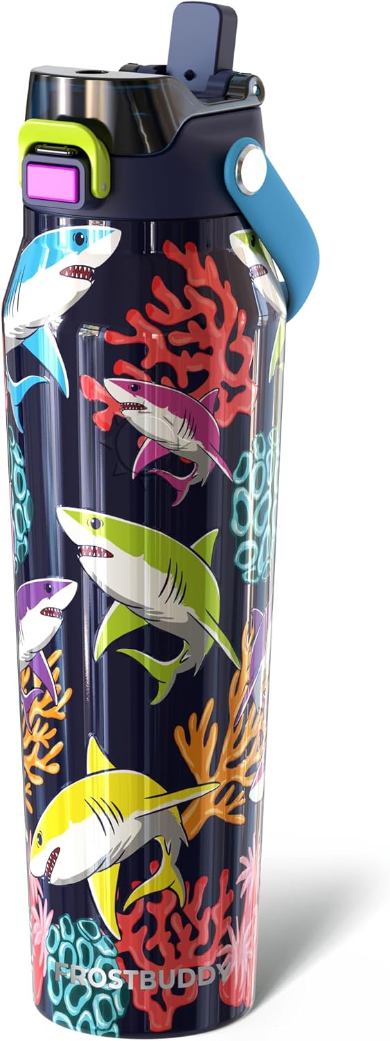 24oz Insulated Water Bottle - Straw & Chug Lid - Leak-Proof | Sip-or-chug dual lid | Ice-cold for 24+ hours | Cup-holder friendly | Durable & easy to clean - Colors C