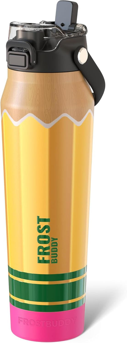 24oz Insulated Water Bottle - Straw & Chug Lid - Leak-Proof | Sip-or-chug dual lid | Ice-cold for 24+ hours | Cup-holder friendly | Durable & easy to clean - Colors C