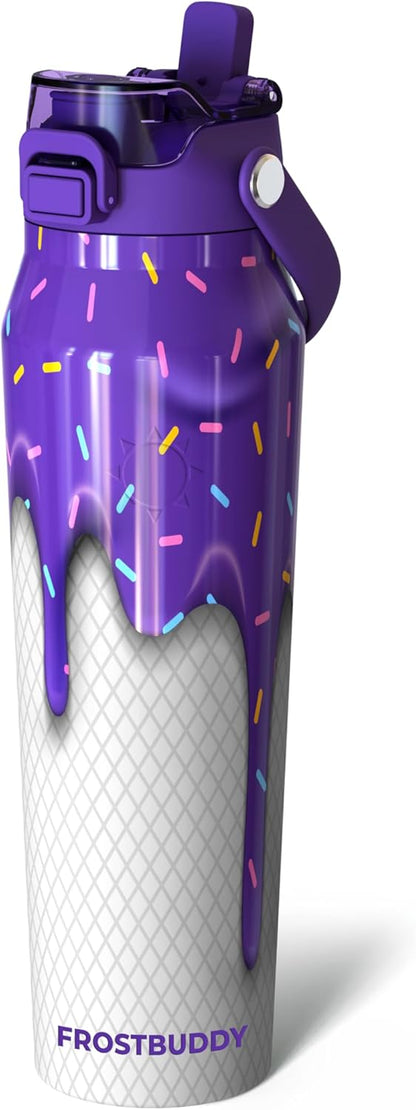 24oz Insulated Water Bottle - Straw & Chug Lid - Leak-Proof | Sip-or-chug dual lid | Ice-cold for 24+ hours | Cup-holder friendly | Durable & easy to clean - Colors C