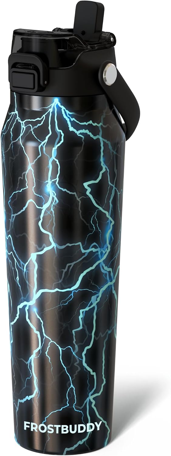 24oz Insulated Water Bottle - Straw & Chug Lid - Leak-Proof | Sip-or-chug dual lid | Ice-cold for 24+ hours | Cup-holder friendly | Durable & easy to clean - Colors C