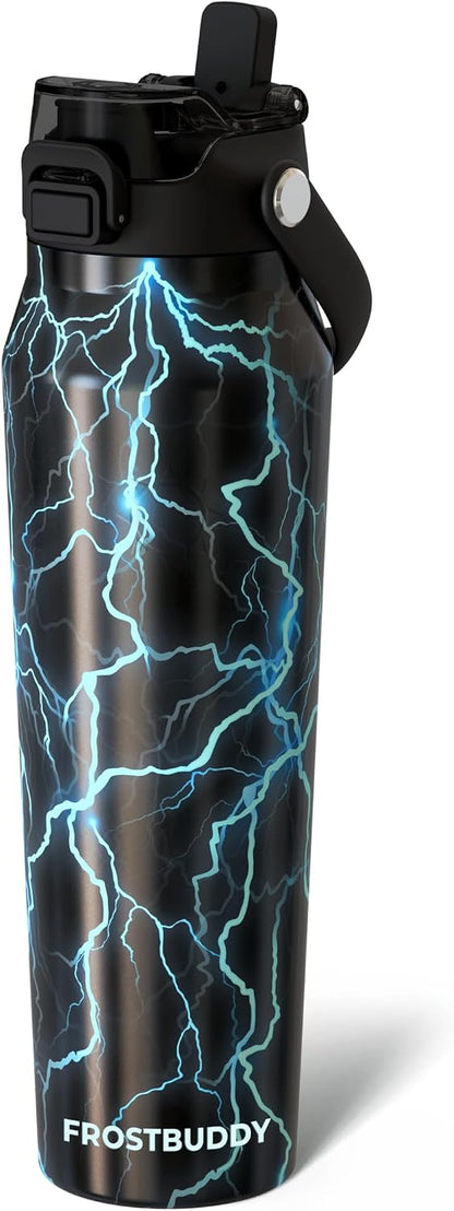 24oz Insulated Water Bottle - Straw & Chug Lid - Leak-Proof | Sip-or-chug dual lid | Ice-cold for 24+ hours | Cup-holder friendly | Durable & easy to clean - Colors C