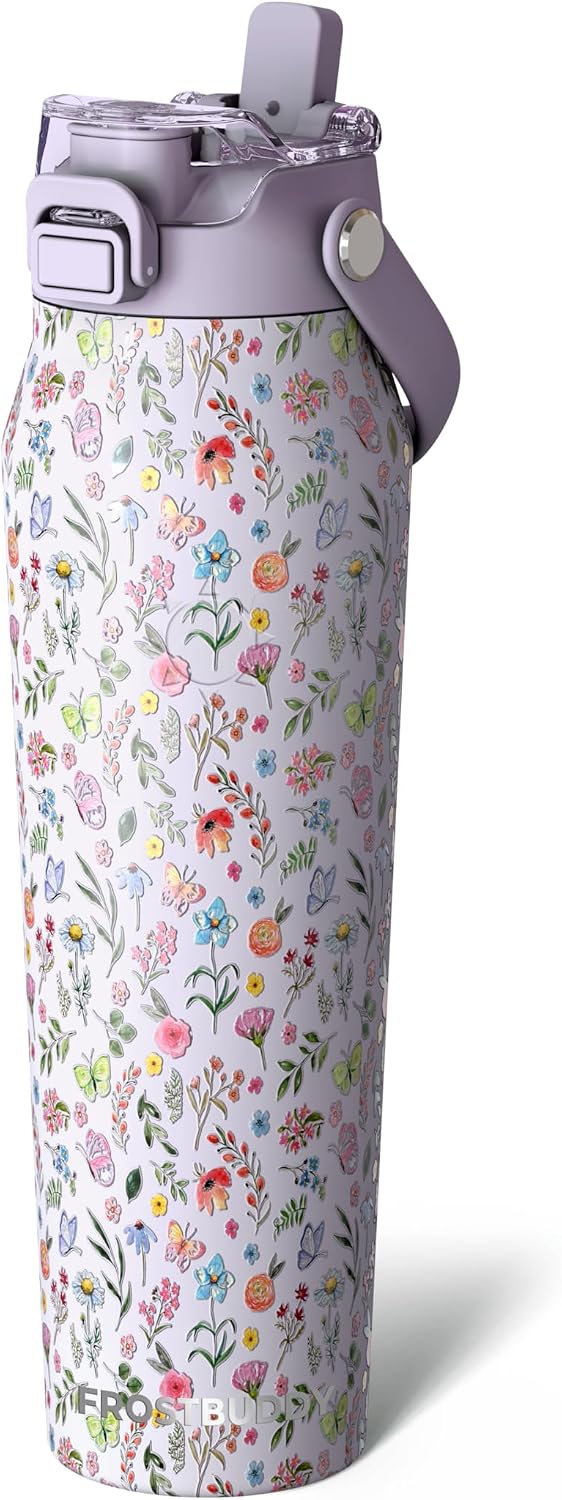 24oz Insulated Water Bottle - Straw & Chug Lid - Leak-Proof | Sip-or-chug dual lid | Ice-cold for 24+ hours | Cup-holder friendly | Durable & easy to clean - Colors C