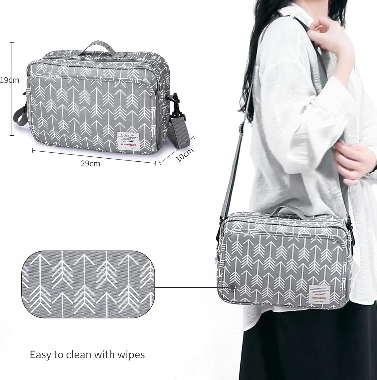 Small Diaper Bag, Stroller Organizer Bags for Baby with Insulated Pocket, Stroller Hooks and Adjustable Strap,Universal Mini Diaper Tote Bags Fit All Strollers, Gray