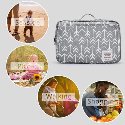 Small Diaper Bag, Stroller Organizer Bags for Baby with Insulated Pocket, Stroller Hooks and Adjustable Strap,Universal Mini Diaper Tote Bags Fit All Strollers, Gray