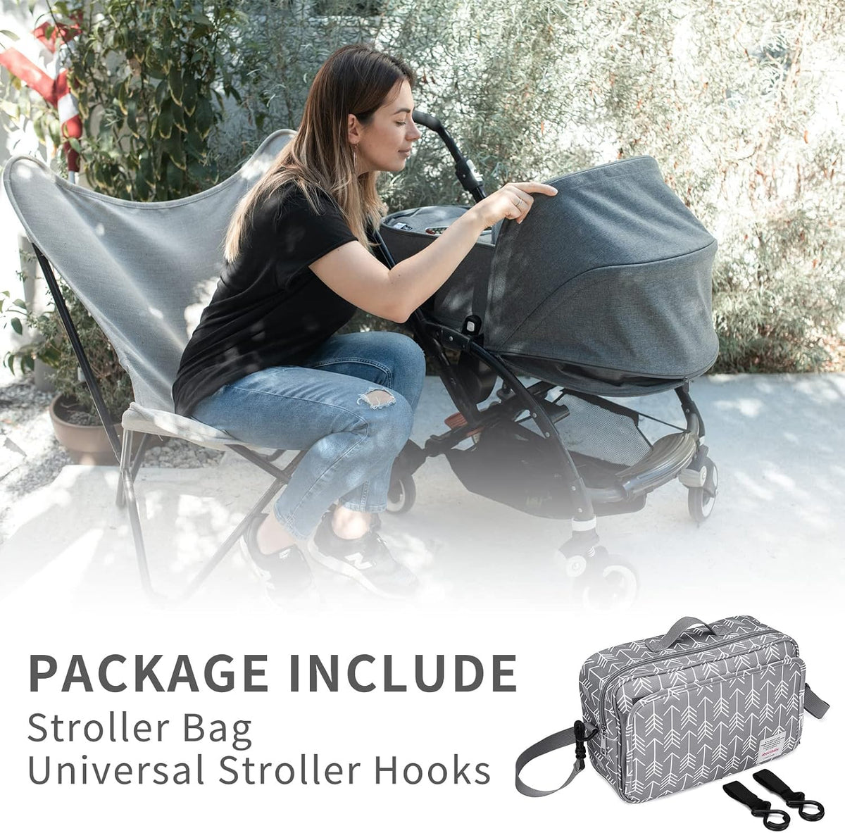 Small Diaper Bag, Stroller Organizer Bags for Baby with Insulated Pocket, Stroller Hooks and Adjustable Strap,Universal Mini Diaper Tote Bags Fit All Strollers, Gray
