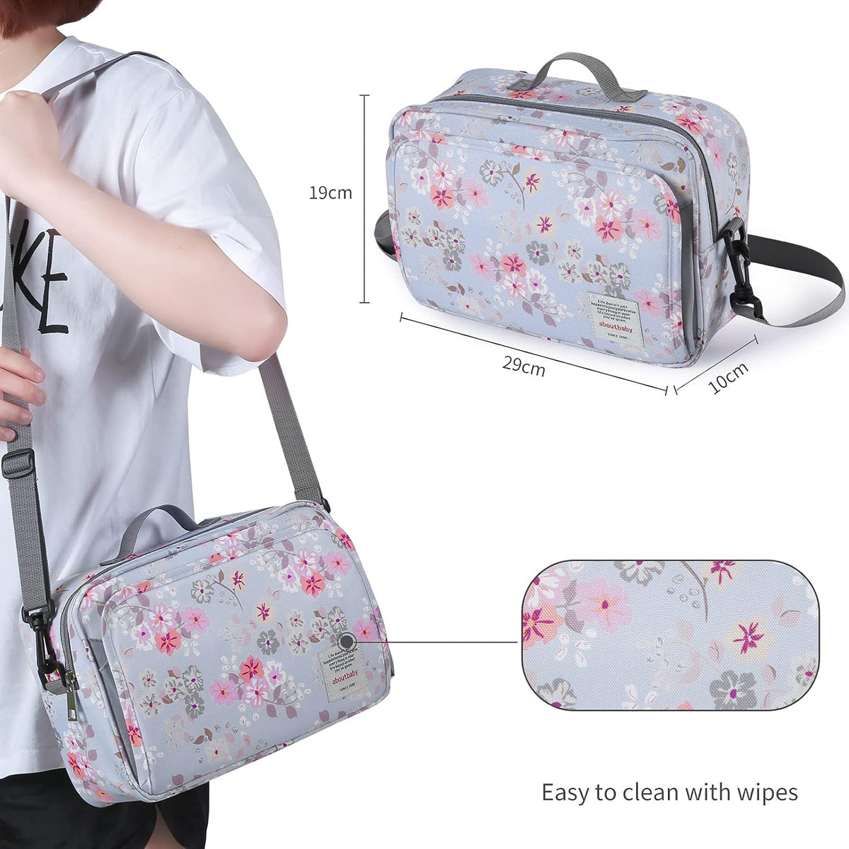 Small Diaper Bag, Stroller Organizer Bags for Baby with Insulated Pocket, Stroller Hooks and Adjustable Strap,Universal Mini Diaper Tote Bags Fit All Strollers, Gray