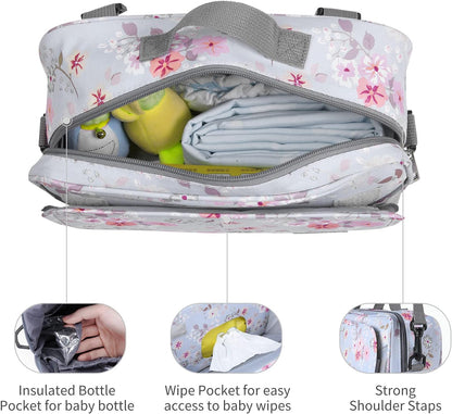 Small Diaper Bag, Stroller Organizer Bags for Baby with Insulated Pocket, Stroller Hooks and Adjustable Strap,Universal Mini Diaper Tote Bags Fit All Strollers, Gray