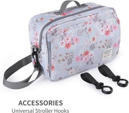 Small Diaper Bag, Stroller Organizer Bags for Baby with Insulated Pocket, Stroller Hooks and Adjustable Strap,Universal Mini Diaper Tote Bags Fit All Strollers, Gray