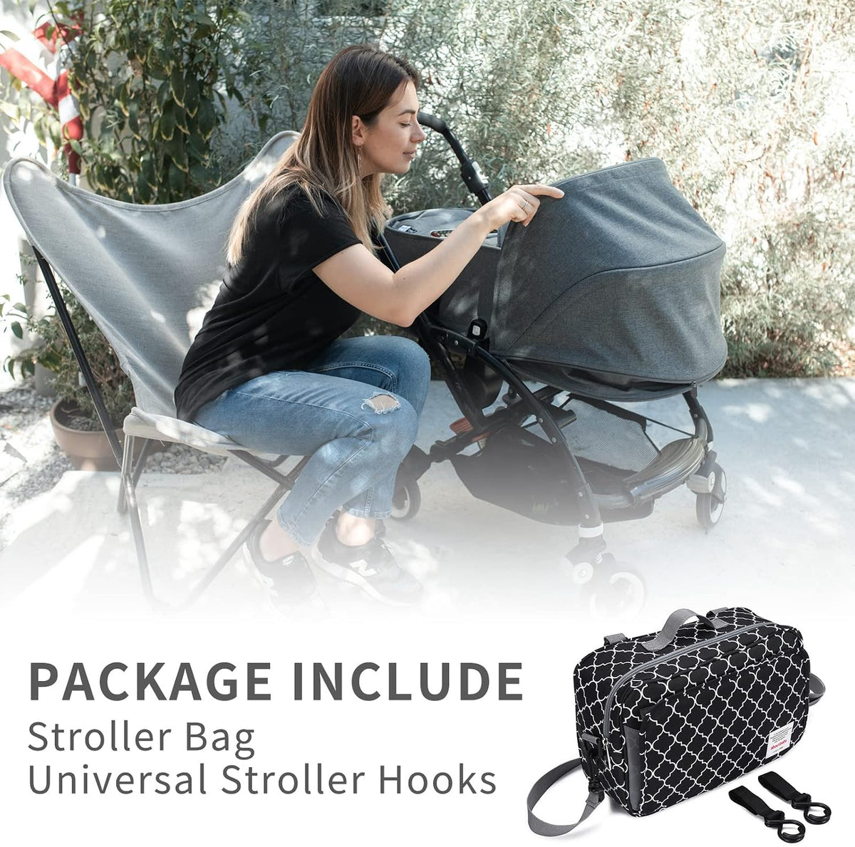 Small Diaper Bag, Stroller Organizer Bags for Baby with Insulated Pocket, Stroller Hooks and Adjustable Strap,Universal Mini Diaper Tote Bags Fit All Strollers, Gray