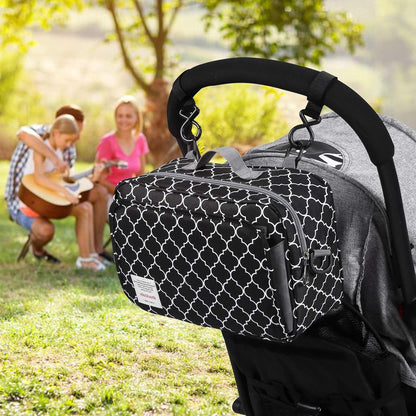 Small Diaper Bag, Stroller Organizer Bags for Baby with Insulated Pocket, Stroller Hooks and Adjustable Strap,Universal Mini Diaper Tote Bags Fit All Strollers, Gray