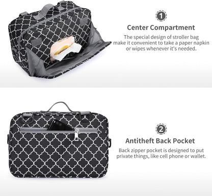Small Diaper Bag, Stroller Organizer Bags for Baby with Insulated Pocket, Stroller Hooks and Adjustable Strap,Universal Mini Diaper Tote Bags Fit All Strollers, Gray