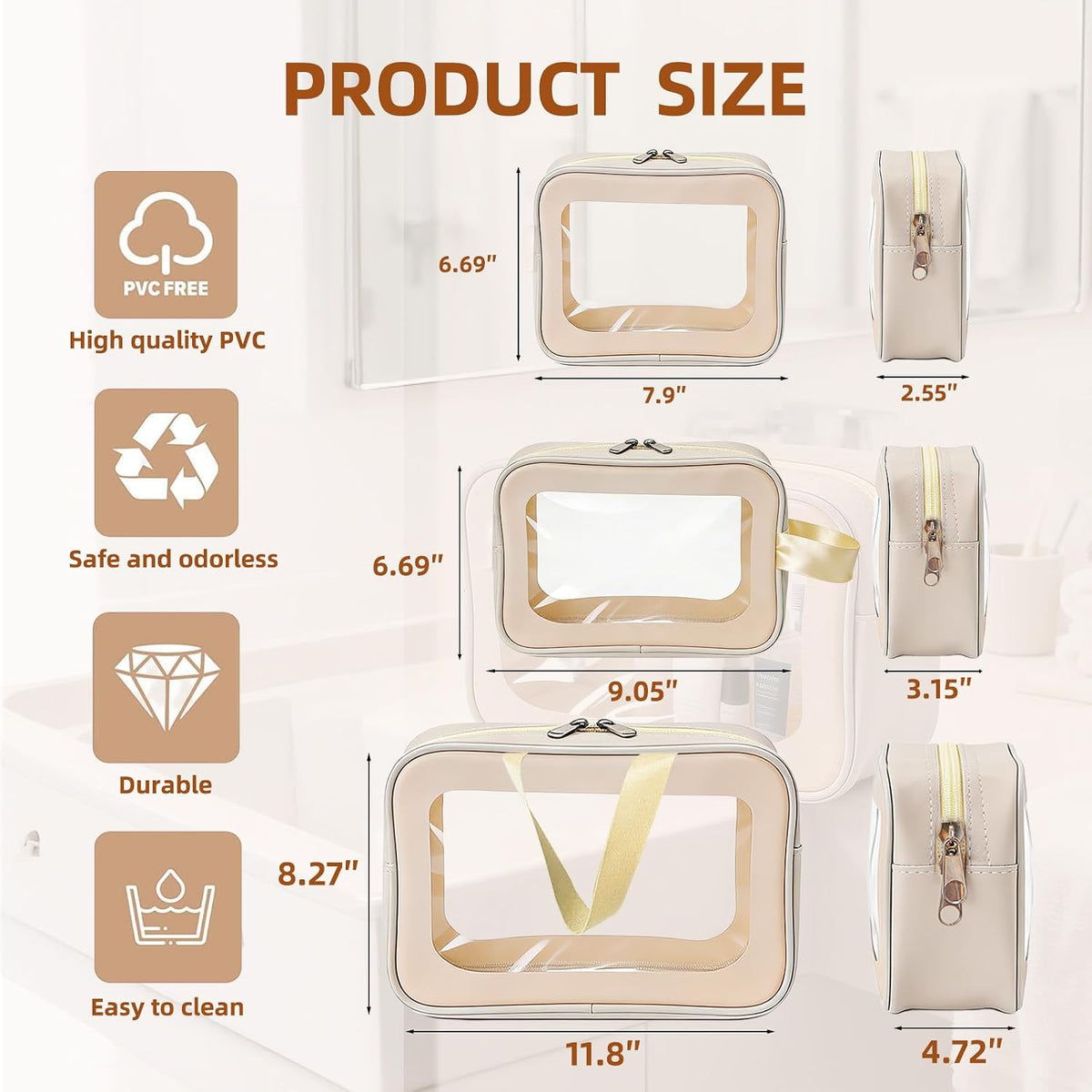 6PCS Diaper Bag Organizer Pouches Setwith Dual Zippers, Handheld, Labels