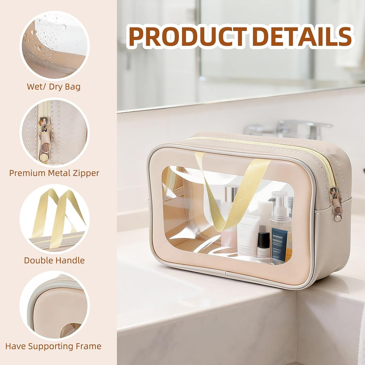 6PCS Diaper Bag Organizer Pouches Setwith Dual Zippers, Handheld, Labels
