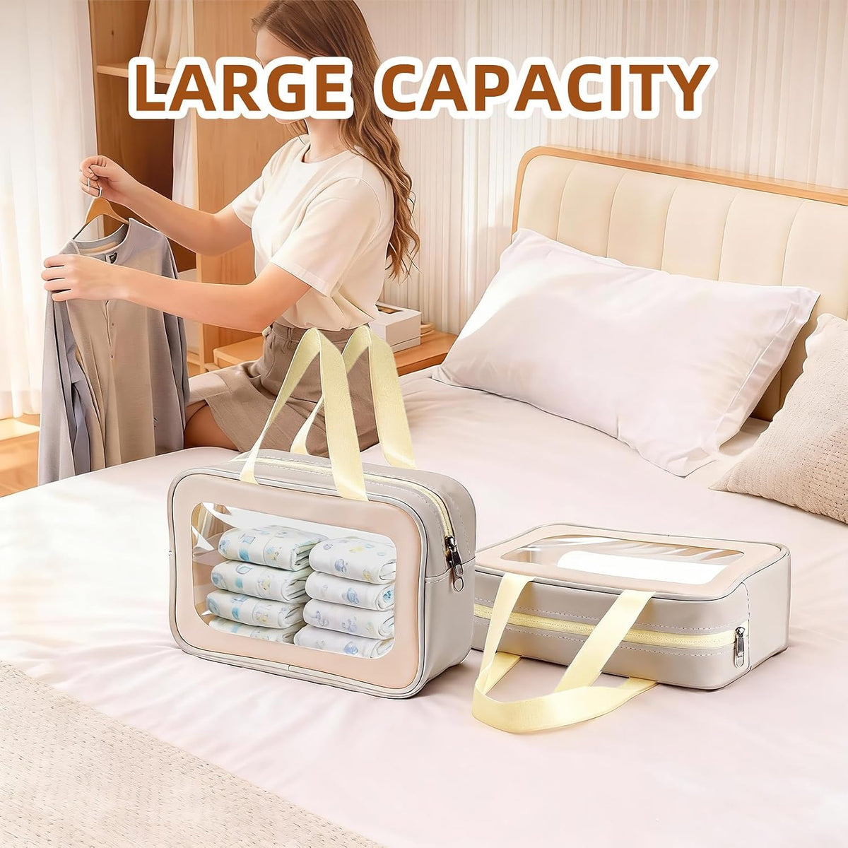 6PCS Diaper Bag Organizer Pouches Setwith Dual Zippers, Handheld, Labels